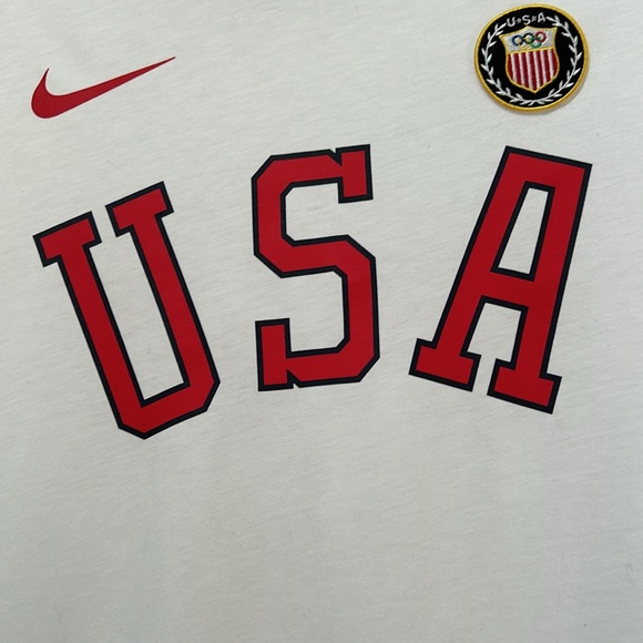 NIKE White Olympic Heritage Tee Men’s size L sewn on patch - Picture 4 of 7
